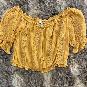 Boho Yellow Blouse American Eagle Outfitters